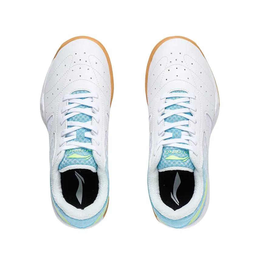 Wang Manyu x Li-Ning Professional Table Tennis Shoes - White/Green Outdoor Traction Stretchable Mesh
