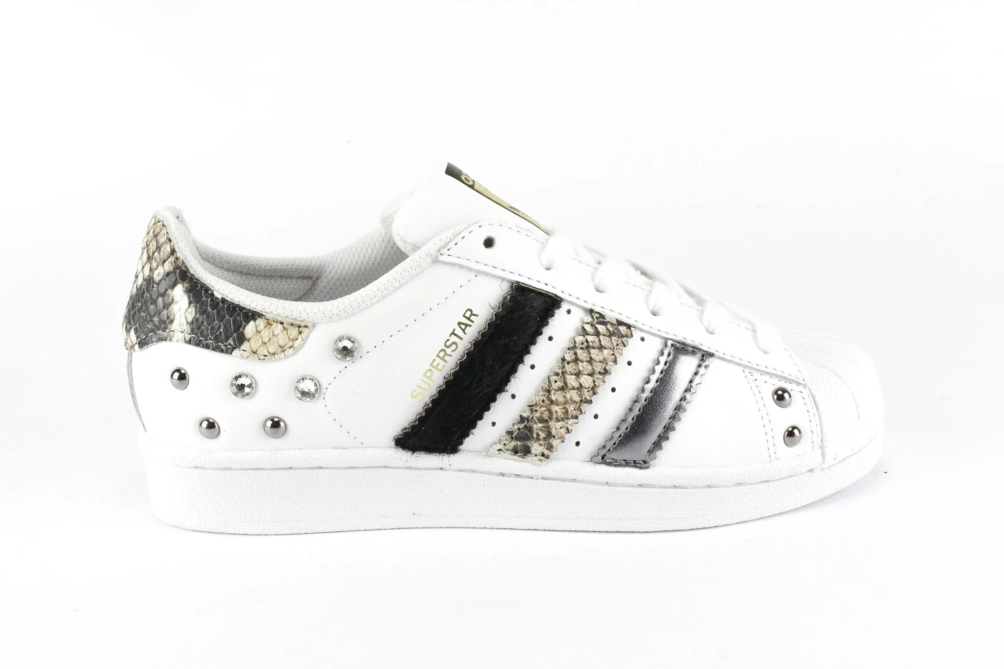 Reinforced toe CanvasMaterial Adidas Superstar Pitone Cavallino Nero & Borchie