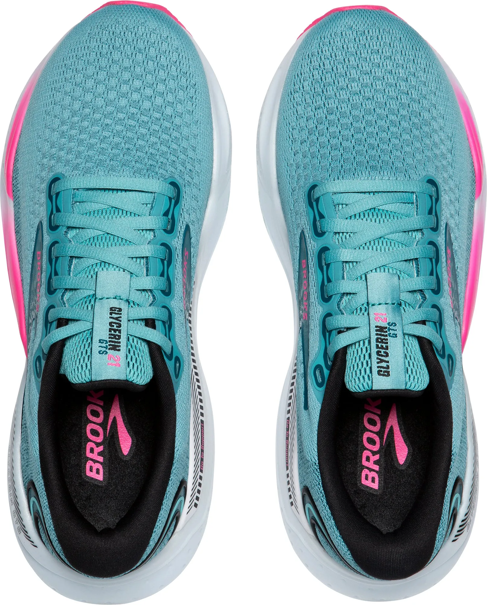 high - arched foot shoe adjustment running in morning Brooks Glycerin GTS 21 Womens Running Shoes - Blue