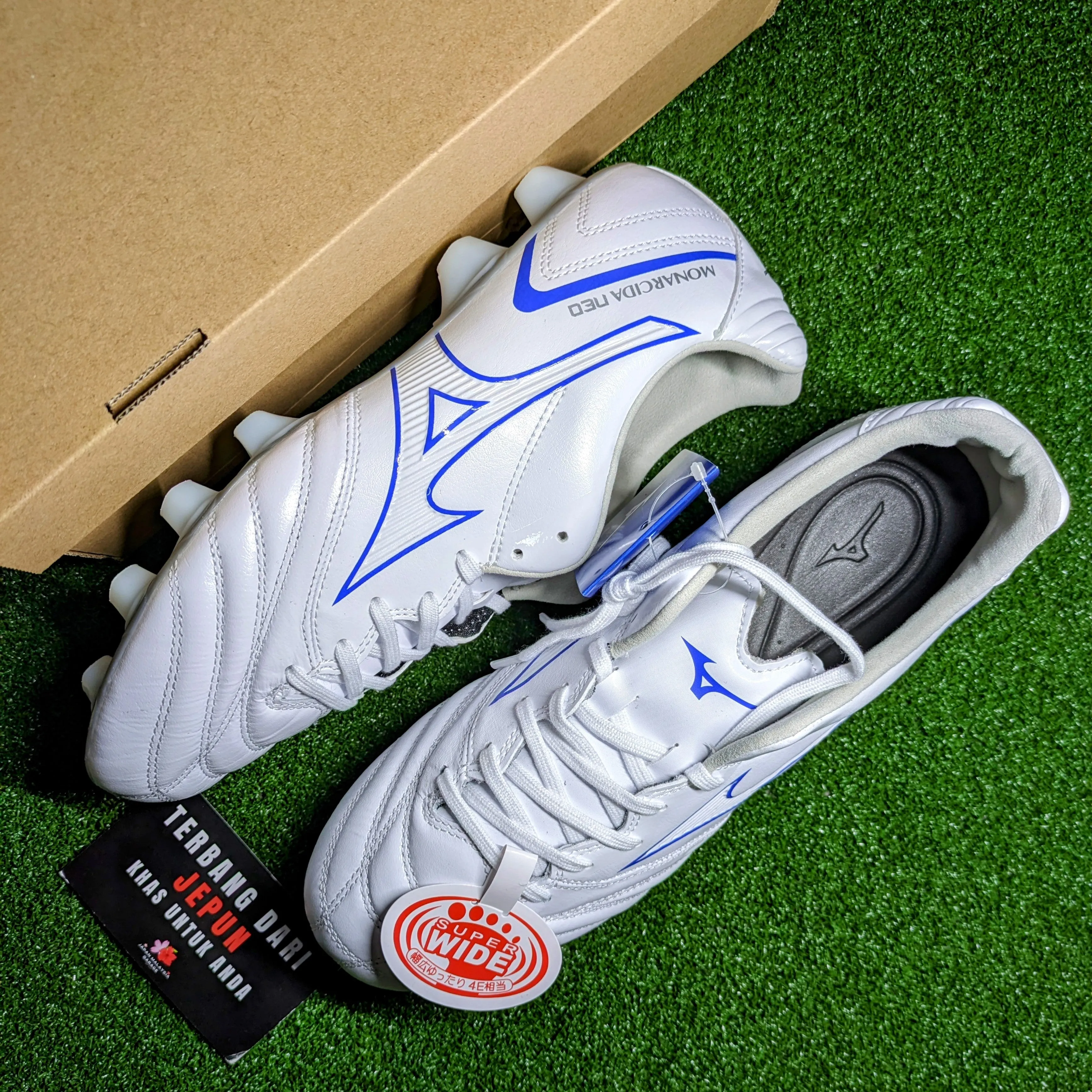Mizuno Monarcida Neo 2 SW Kangaroo Leather(White/Blue) Wet Control High Abrasion