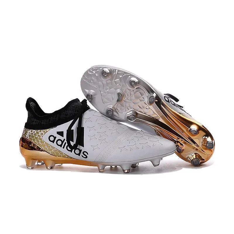 Adidas X 16  Purechaos FG/AG Soccer Cleats White Gold Metallic Black Responsive Cushion
