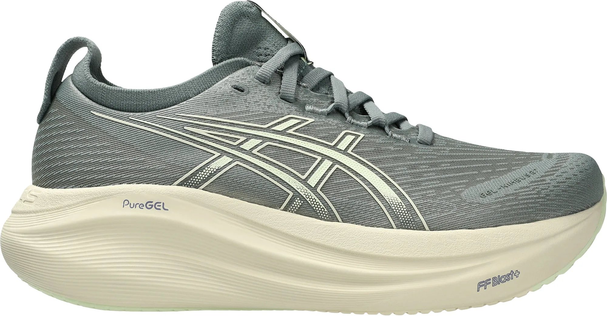 Asics Gel Nimbus 27 Womens Running Shoes - Grey running in a frozen waterfall area shoes