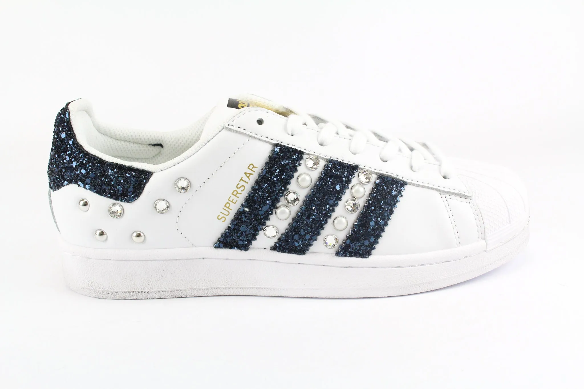 Light cushion travel mode Adidas Superstar Navy Glitter & Strass