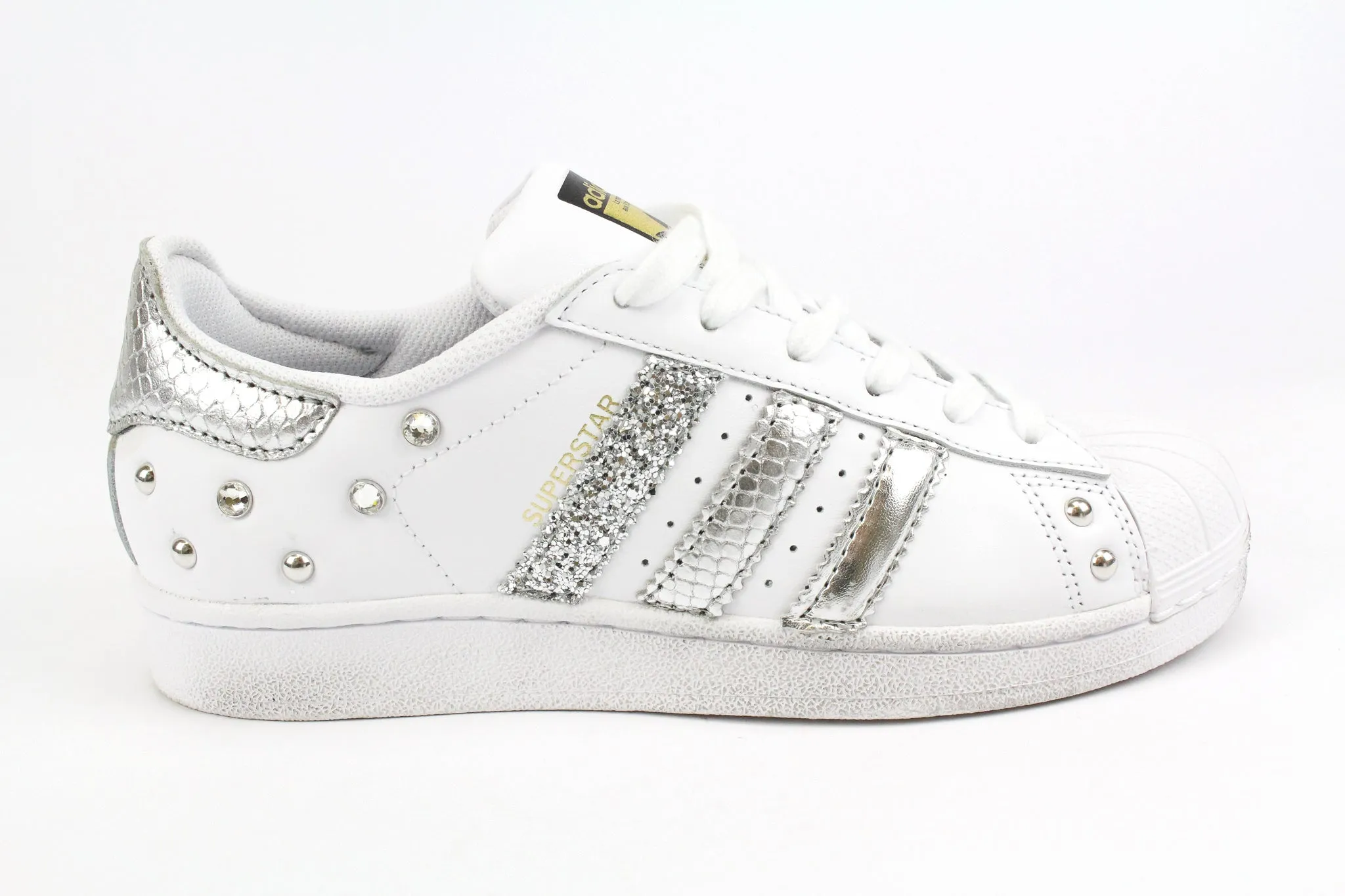 Adidas Superstar Pitone Laminato Silver Glitter & Strass Simple Vibe