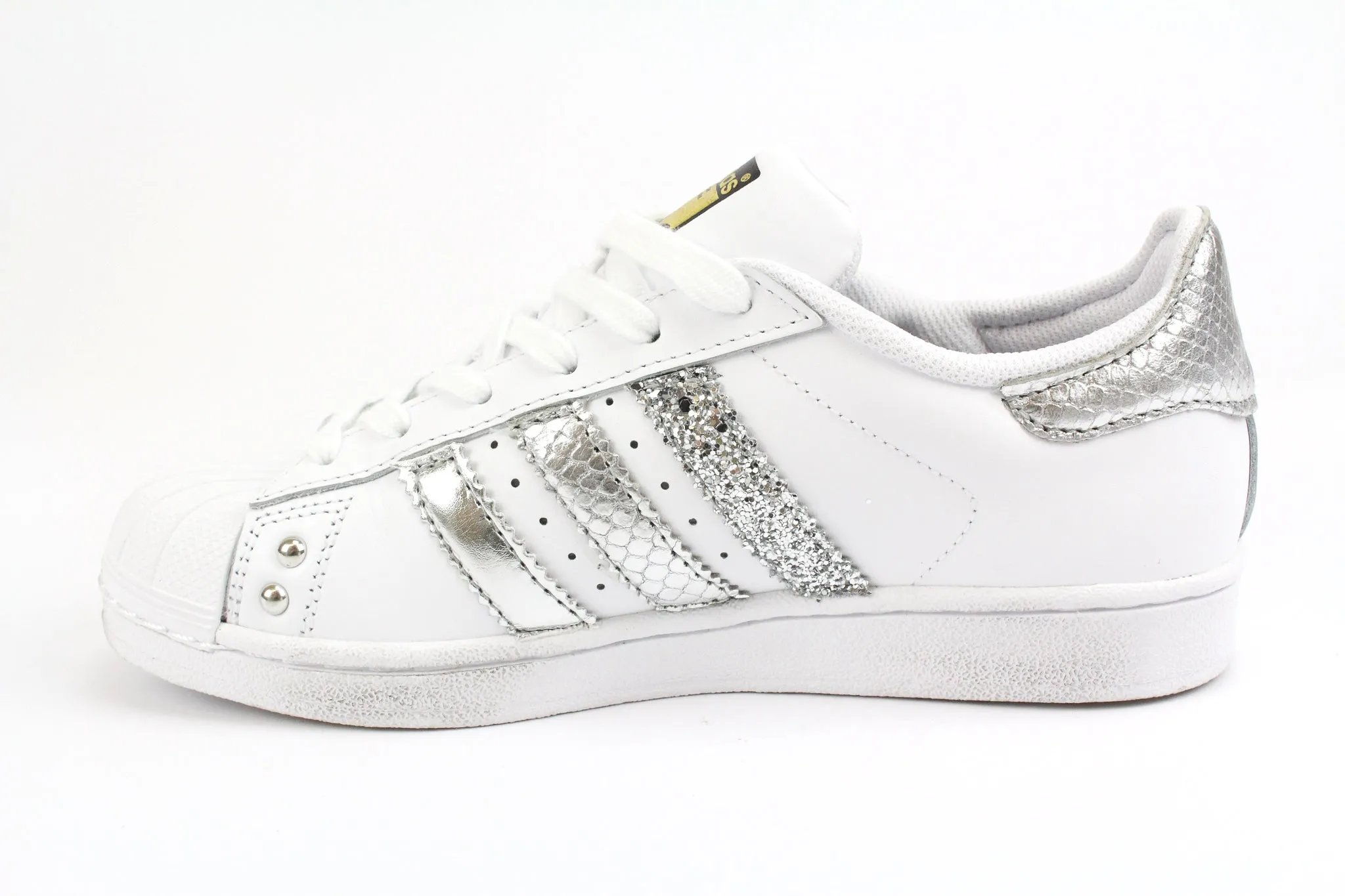 Adidas Superstar Pitone Laminato Silver Glitter & Strass Multi Density Traction Buckle Strap