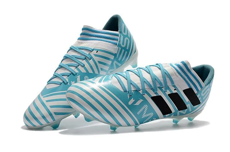 Smooth Upper Match Comfort New Adidas Nemeziz Messi FG Soccer Cleats Shoes Silver Blue Black