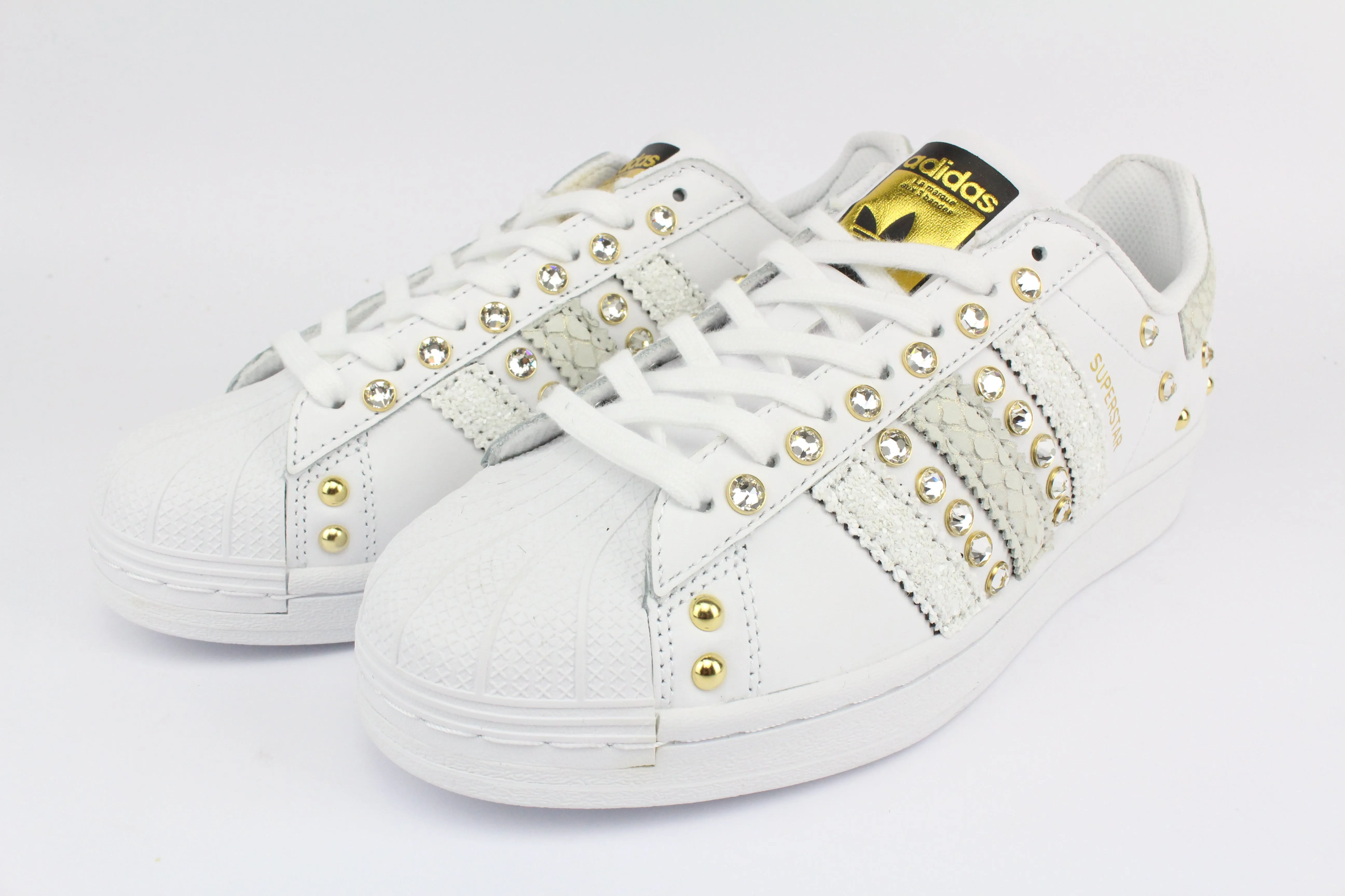 Impact Resistant Construction Adidas Superstar Pitone White & Strass