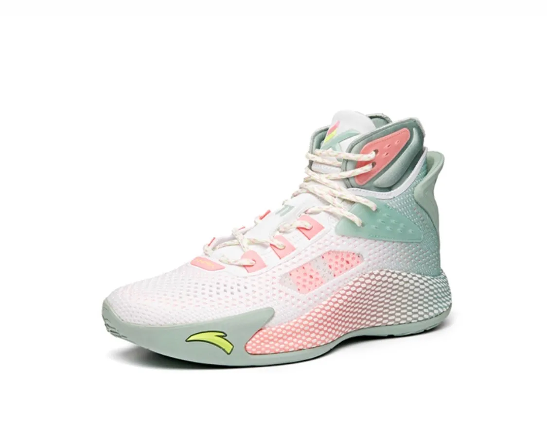 Anta Men's Klay Thompson Kt5 High White/Green/Pink Lace   Up Style