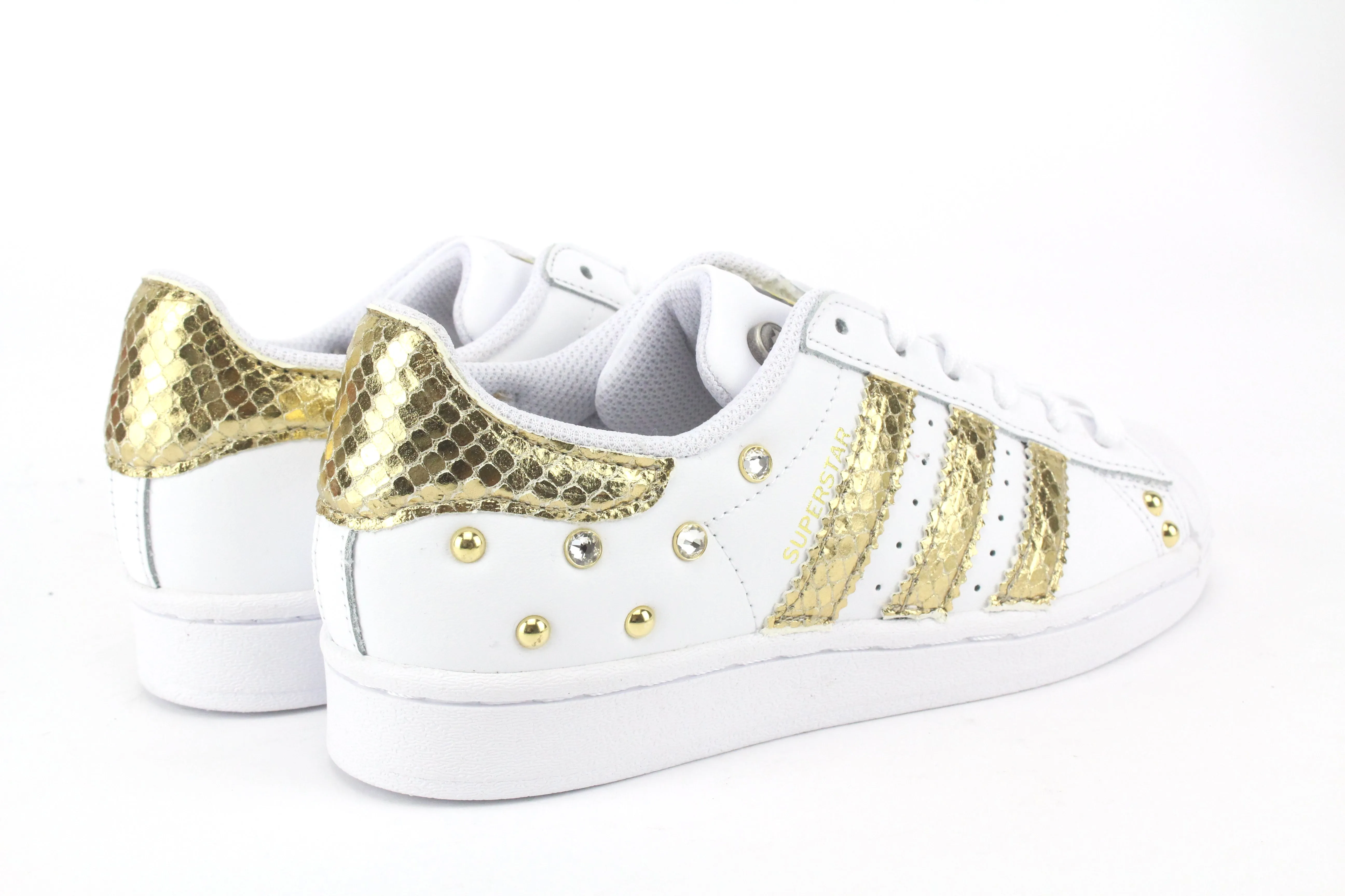 Adidas Superstar Cocco Laminato Gold & Strass Flexible Grooves Slide On