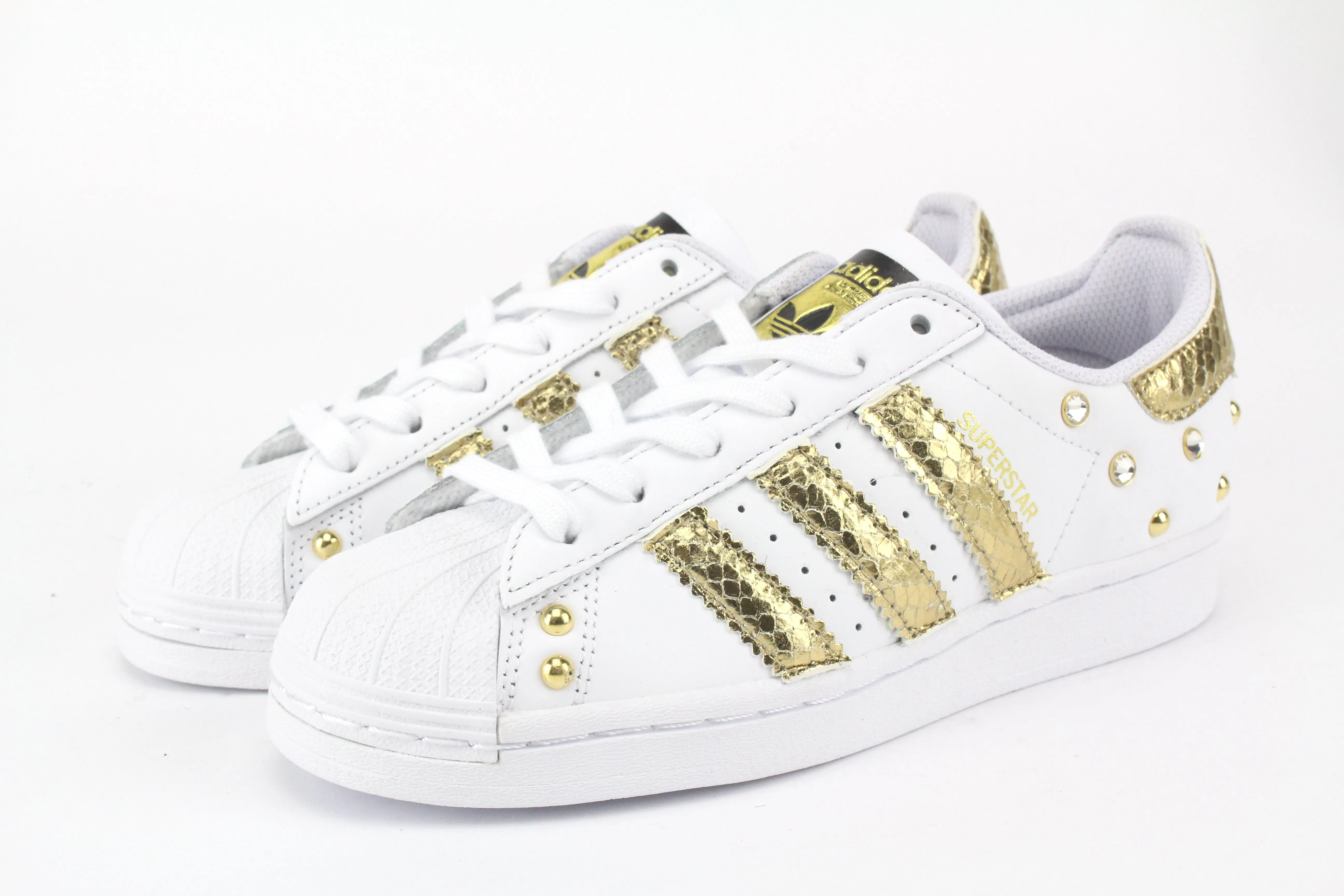 Supportive Heel Cup Step By Step Adidas Superstar Cocco Laminato Gold & Strass