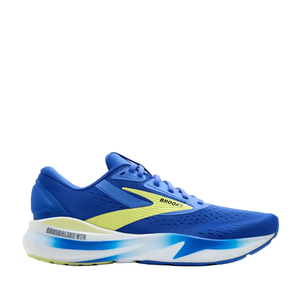 obstacle - course shoes slip - resistant sole shoes Brooks Men's Adrenaline GTS 24 Running Shoes 2E Width (Wide fit) in Cobalt/Neo Yellow/Peacoat SS25