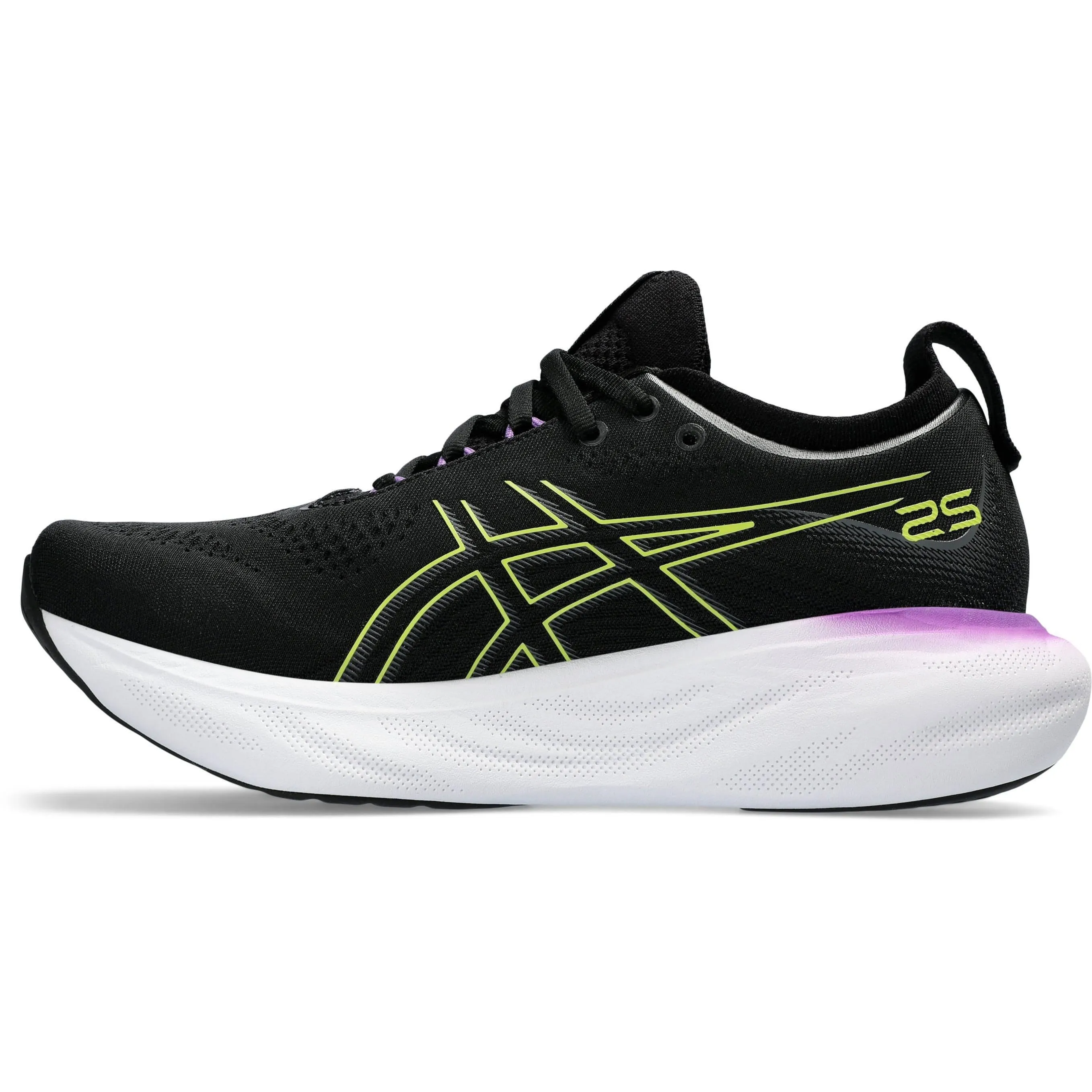 Asics Gel Nimbus 25 Womens Running Shoes - Black Cushioned heel cup Ultra Cushioned Collar