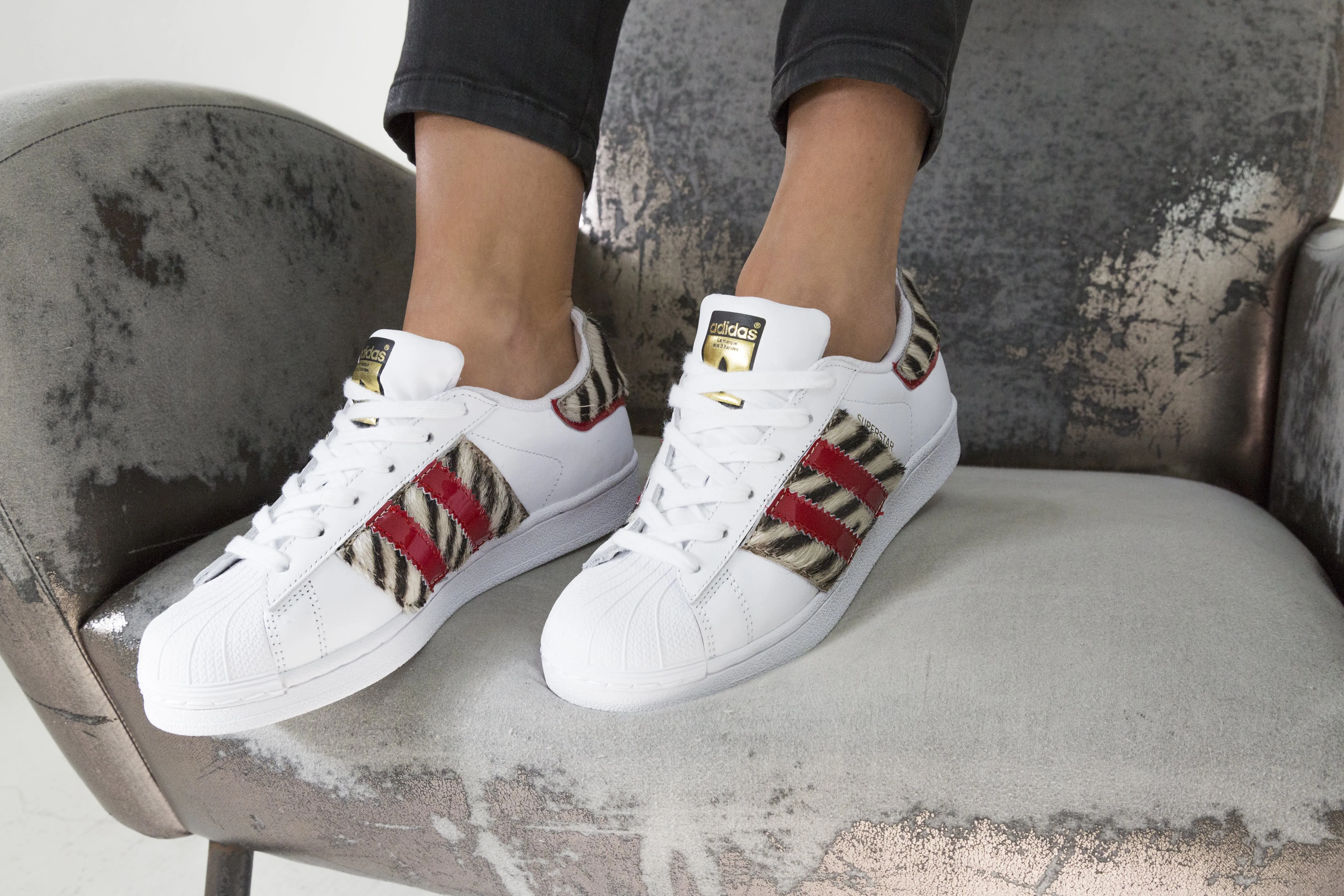 Adidas Superstar Zebrate & Vernice Rossa Outdoor Ready Blown Rubber Outsole