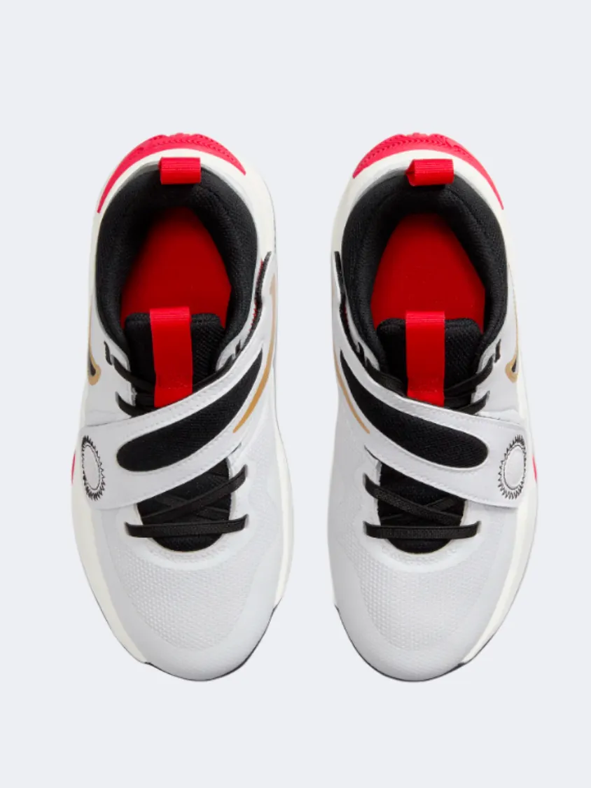Padded Comfort Standing Workers Airport Easy Nike Team Hustle 11 Gs-Boys Basketball Shoes White/Gold/Red/Black