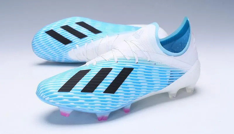 Adidas X 19.1 FG Soccers Cleats Shoes White Blue Stripes Field Moves