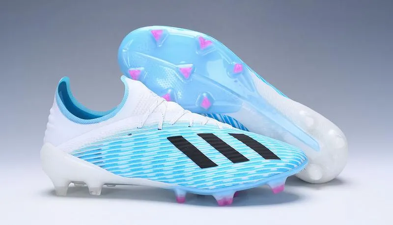 Adidas X 19.1 FG Soccers Cleats Shoes White Blue Stripes Sports equipment Field Performance