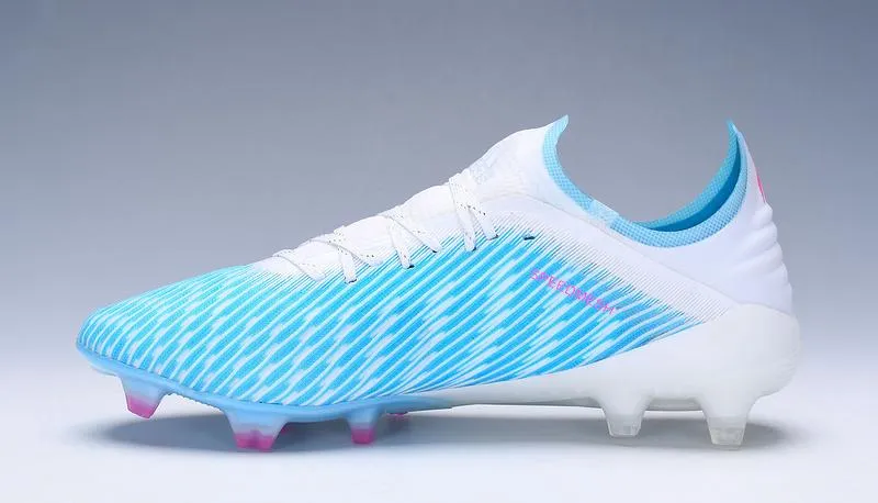 Efficient Cushion Stretchable Material Adidas X 19.1 FG Soccers Cleats Shoes White Blue Stripes
