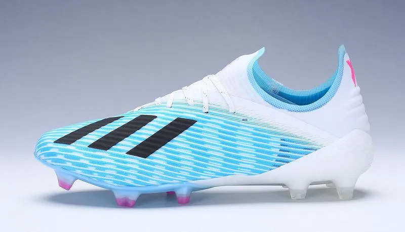 Dynamic Grip Adidas X 19.1 FG Soccers Cleats Shoes White Blue Stripes
