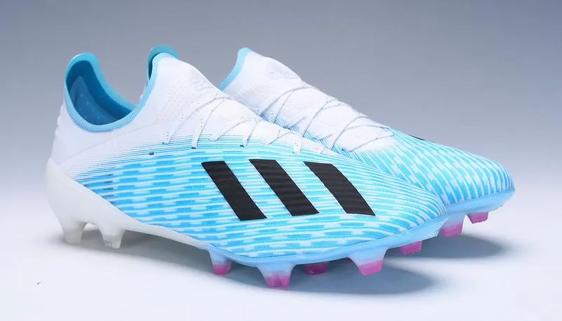 Adidas X 19.1 FG Soccers Cleats Shoes White Blue Stripes Pressure Relief All weather
