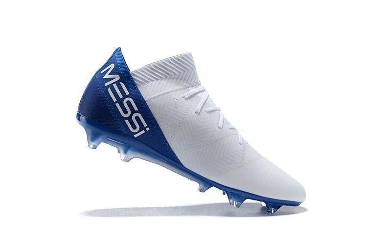 Speed Turn Off Field New Adidas Nemeziz Messi 18.1 FG Soccer Cleats Shoes White Blue Black