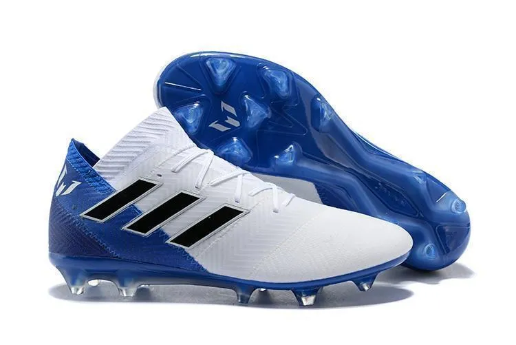 Zone Runner Step Forward New Adidas Nemeziz Messi 18.1 FG Soccer Cleats Shoes White Blue Black
