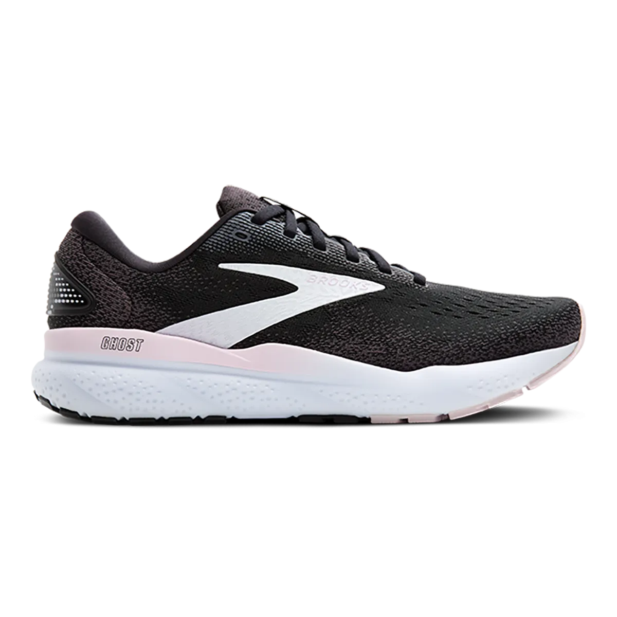 long - distance - runner cushioned - footbed - material shoes Brooks Ghost 16 - Black - White - Orchid Ice