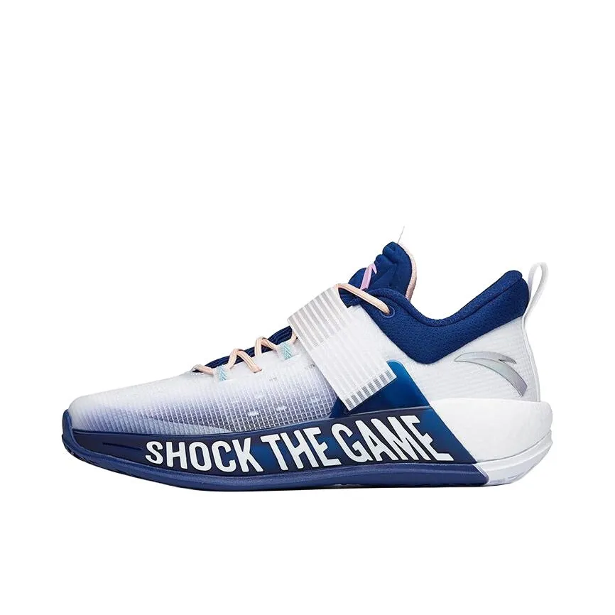 Anta Shock Sweep 4 Wear-resistant Breathable Basketball Shoes - White/Blue Ultra Responsive Midsole