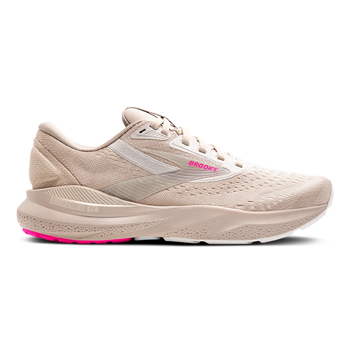 Brooks Adrenaline GTS 24 Chateau Grey - Coconut - Pink Temperature Regulating Tech running with a minimalist style