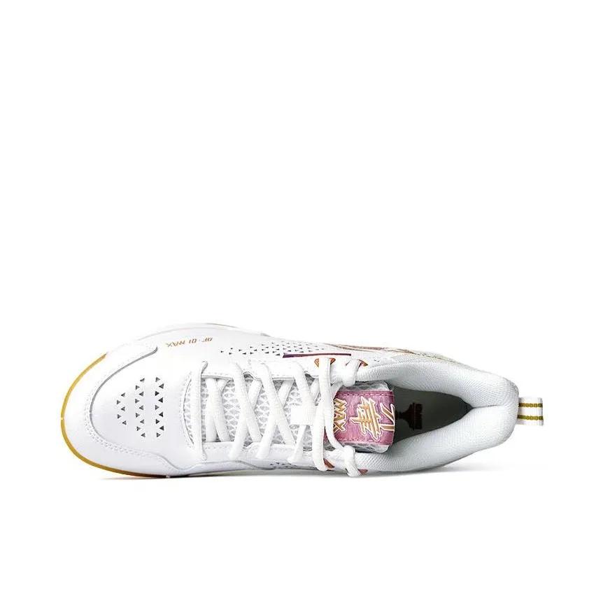 Blade DF-01 Max | Li-Ning Badminton Shoes - White/Gold Shock Absorbing Non Slip Traction