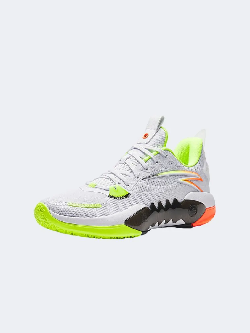 Anta Shock Wave Team Men Basketball Shoes White/Luminance Green Comfort Thermal Insulation
