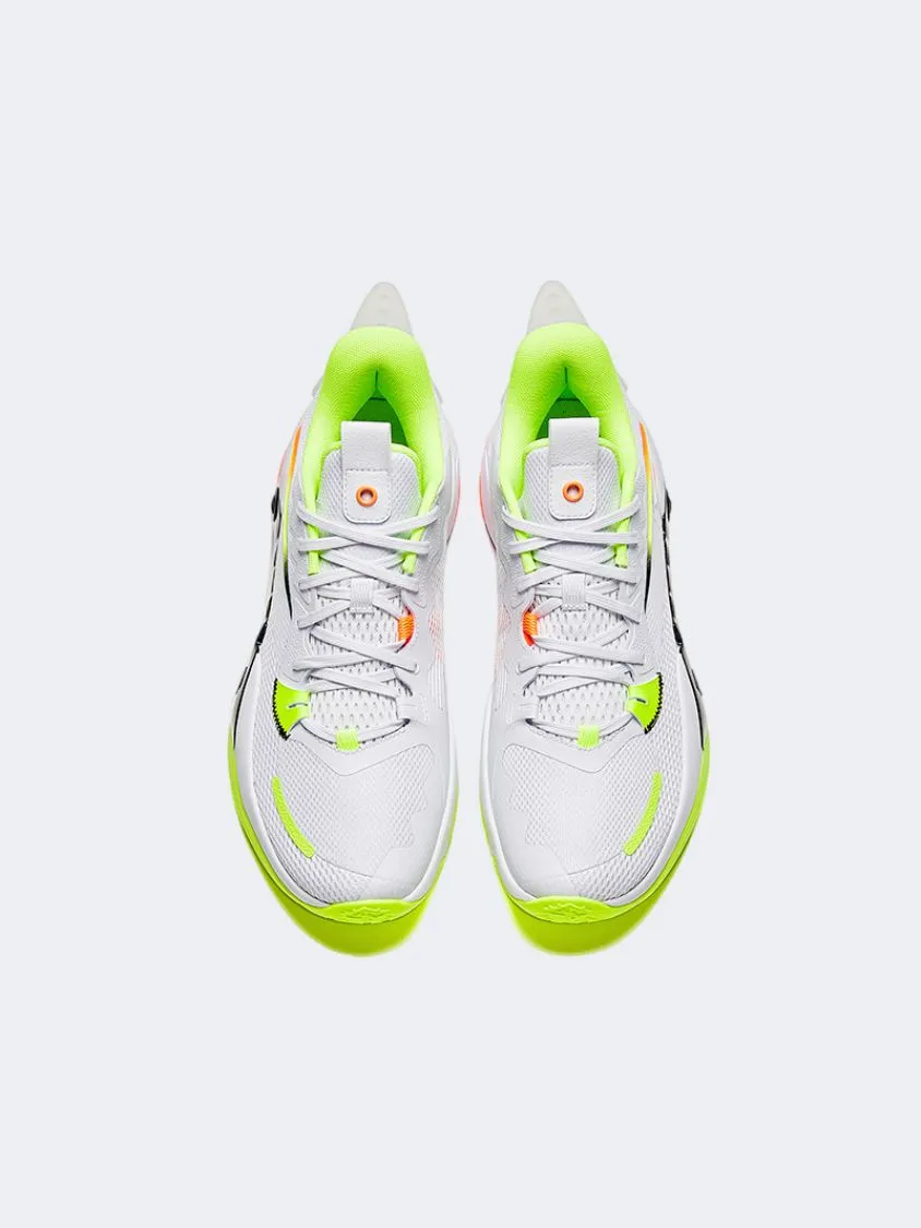 Quick Drying Travel Enthusiasts Anta Shock Wave Team Men Basketball Shoes White/Luminance Green