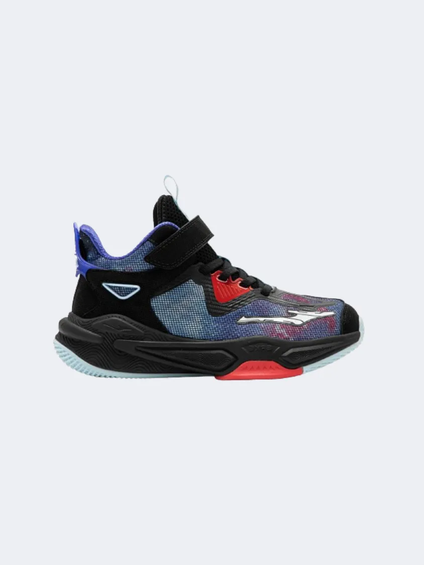 Pair Quick Strong Grip Erke Gs Boys Basketball Shoes Black/Blue Purple