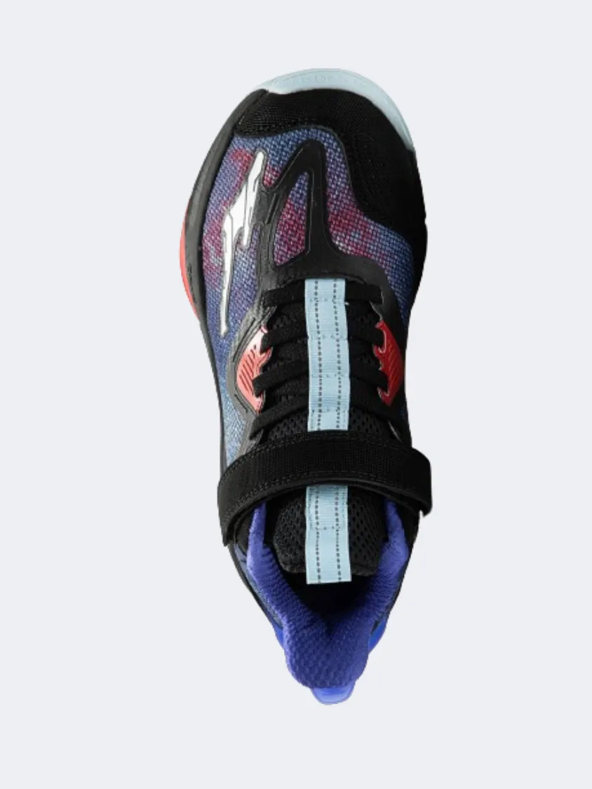 Erke Gs Boys Basketball Shoes Black/Blue Purple Responsive Cushion Tech Ventilation Perforation System
