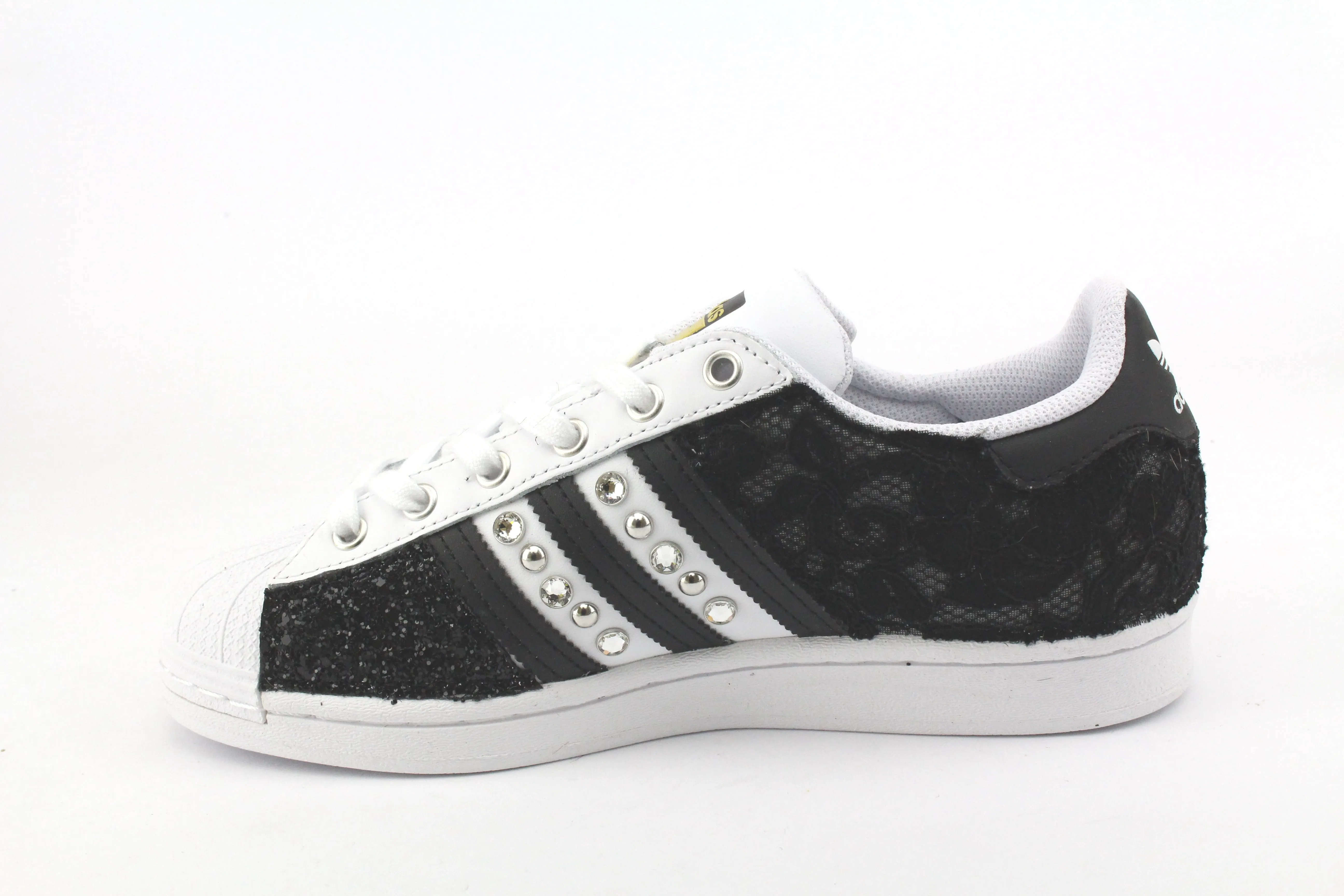 Adidas Superstar Pizzo Black Glitter Black Youth Approved Everyday Footwear
