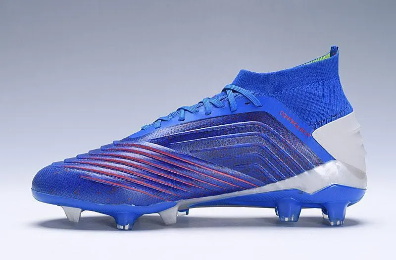 On Field Cool Liner New Adidas Predator 19.1 FG Soccer Cleats Shoes Blue Red