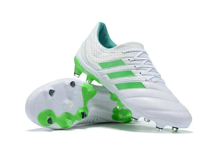 Tournament Play Light Structure Adidas Copa 19.1 FG Soccer Cleats Shoes White Green