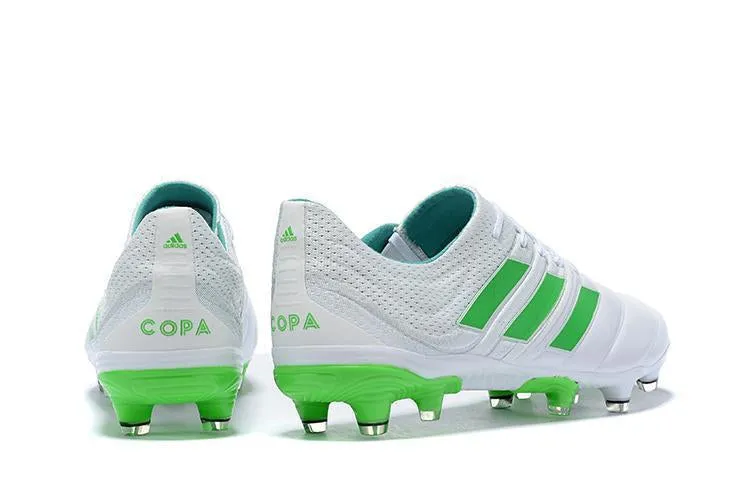 Cushioned heel Adidas Copa 19.1 FG Soccer Cleats Shoes White Green