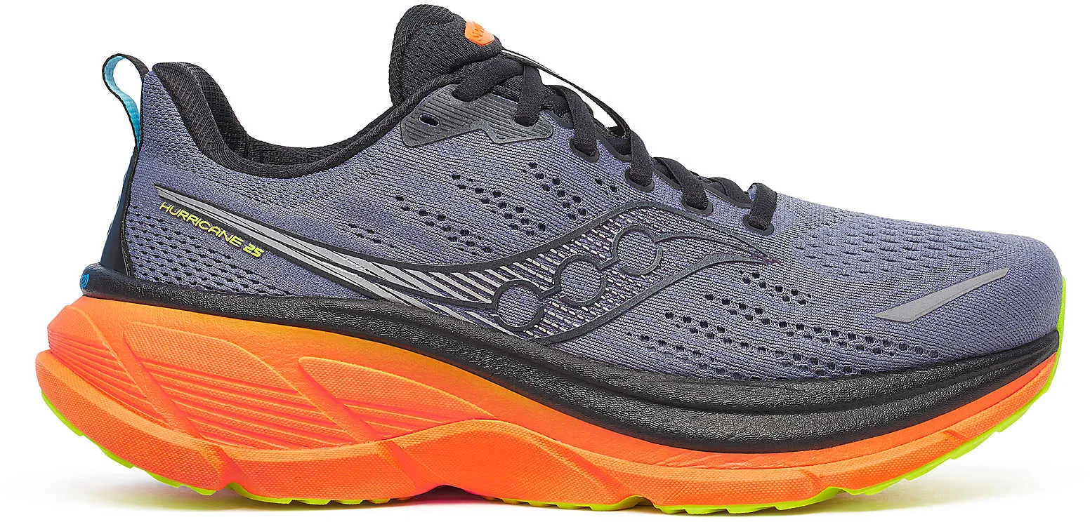 Saucony Hurricane 25 Mens Running Shoes - Grey Cross Ventilation Channels Bounce Energy System