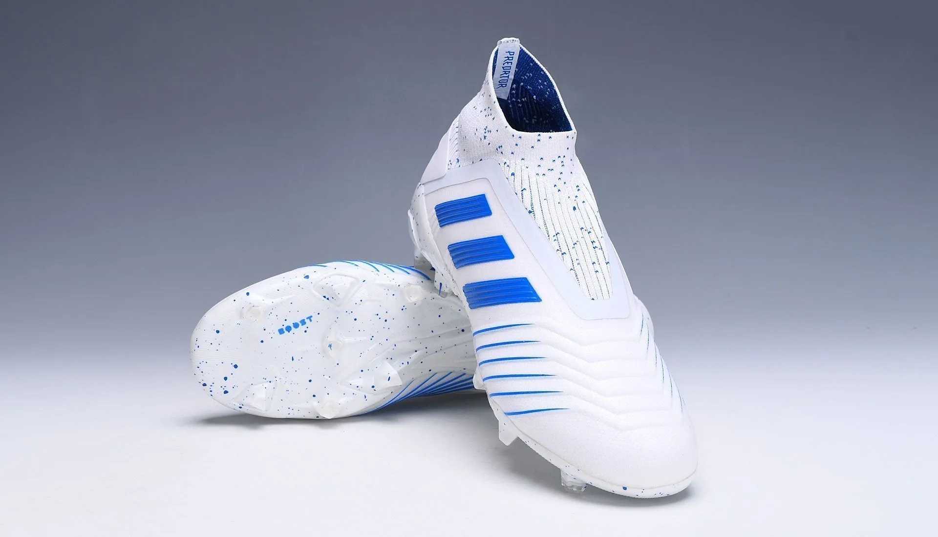 New Adidas Predator 19.1 FG Soccer Cleats Shoes White Blue Laceless Rapid Agility Fit Lock