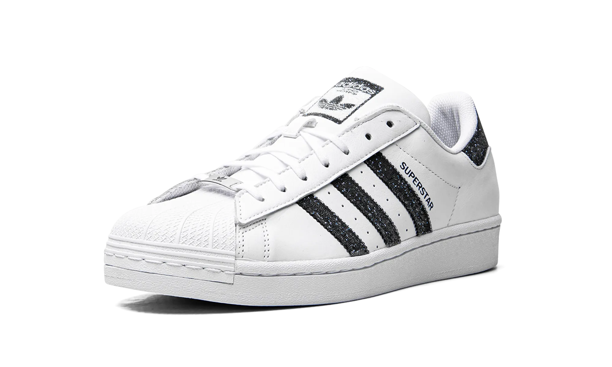 Open Toe Elastic Band Superstar i "Swarovski White Black"