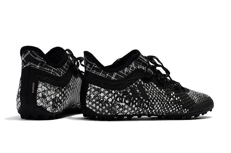 Foot Focus Lace Closure New Adidas Weave TANGO Series TF Small Grass Spike Soccer Cleats Shoes Black Gray