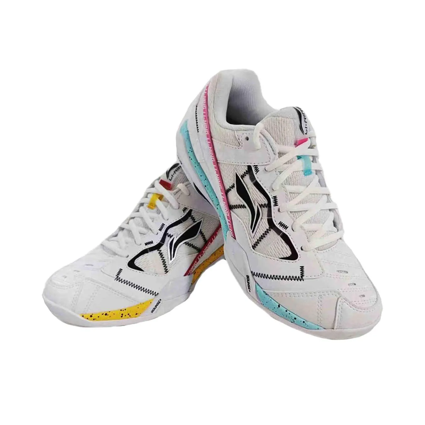 ??Shi Yu Qi??Li-Ning Invincible Ace Badminton Shoes - White/Yellow/Blue Grip Zone Focus TPU shank