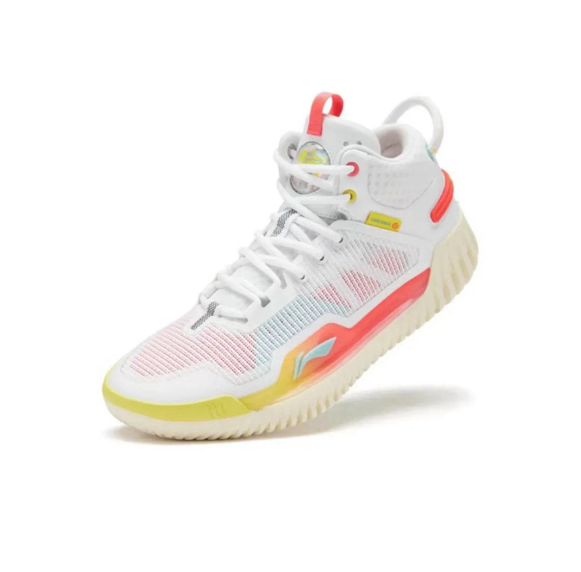 Rocker sole geometry R.J. Hampton x Li-Ning Badfive 3 Ultra - White/Yellow/Red