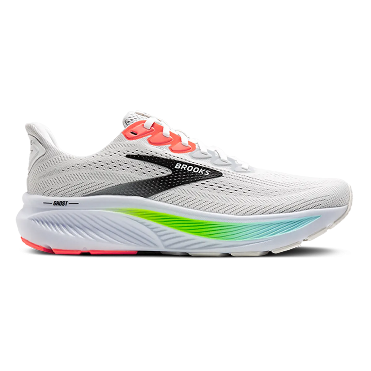 Ergonomic Build Comfort toe Brooks Ghost 17 White - Pink Clay - Gecko