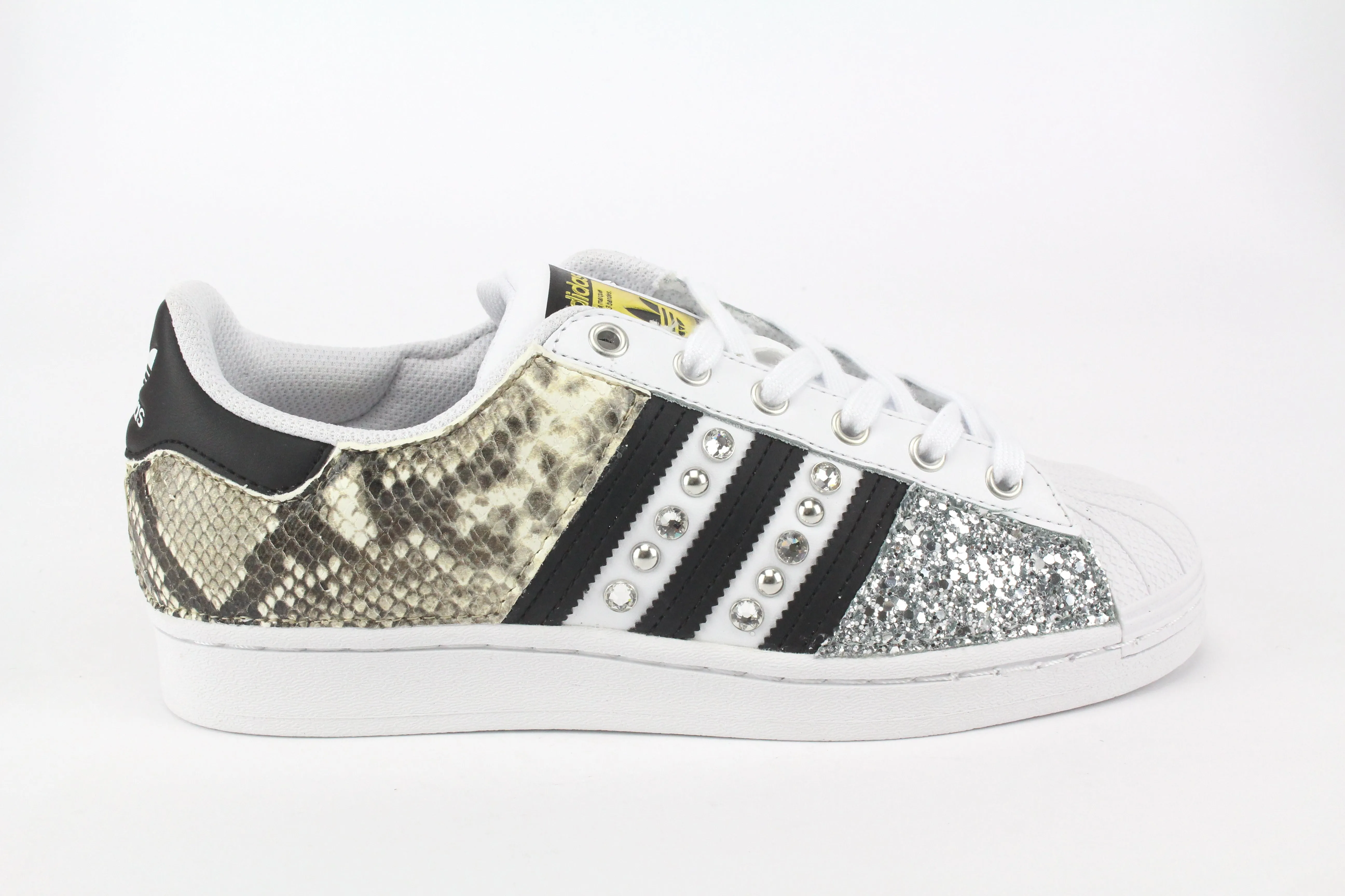 Adidas Superstar Pitone Borchie Strass & Glitter Argento Link Walk