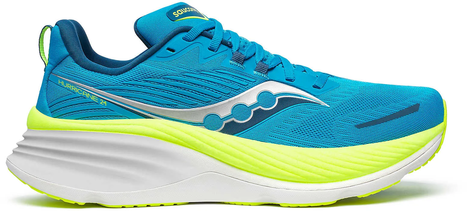 Saucony Hurricane 24 Mens Running Shoes - Blue Quick Dry Lining running in unknown tracks shoes