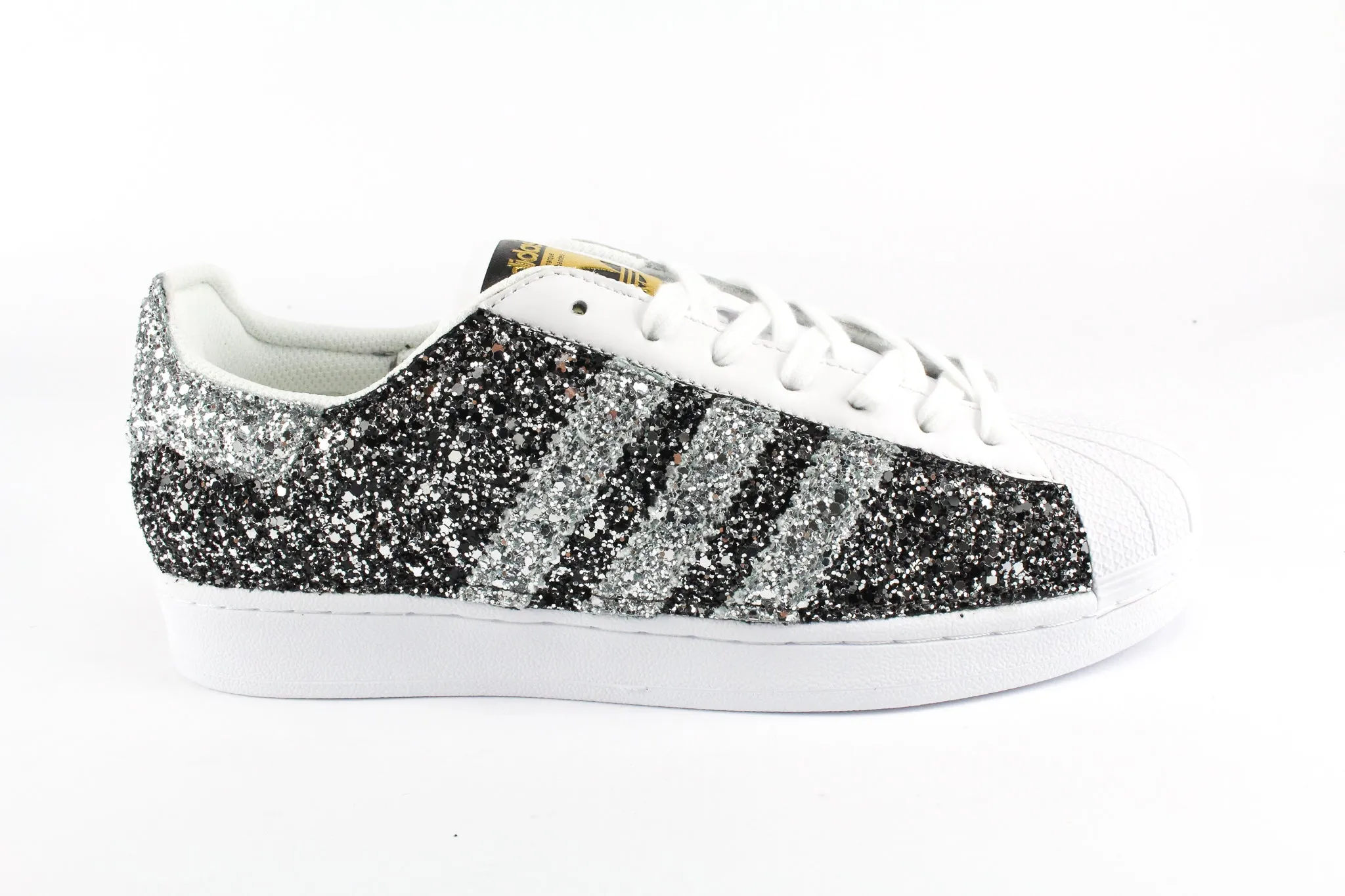 Adidas Superstar Total Glitter BlackSilver&Silver Comfort arch