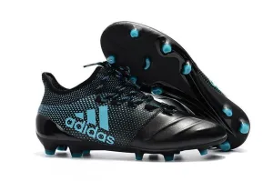 New Adidas X Series Leather FG Soccer Cleats Shoes Black Blue Knee Action