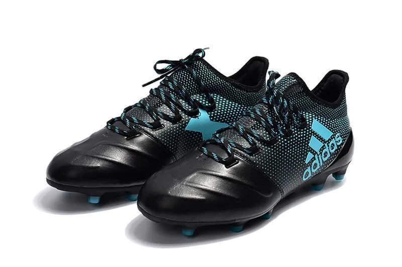 Play Energy Quick-Dry New Adidas X Series Leather FG Soccer Cleats Shoes Black Blue
