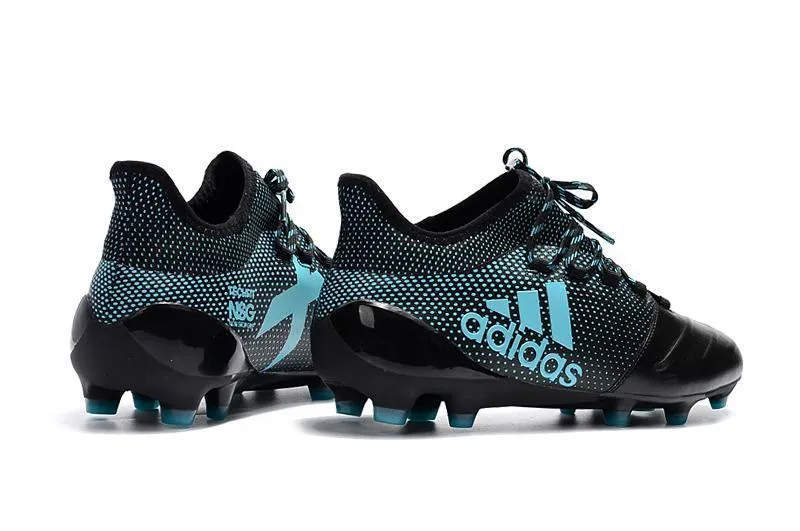 New Adidas X Series Leather FG Soccer Cleats Shoes Black Blue Roll-Over Contoured Footbed